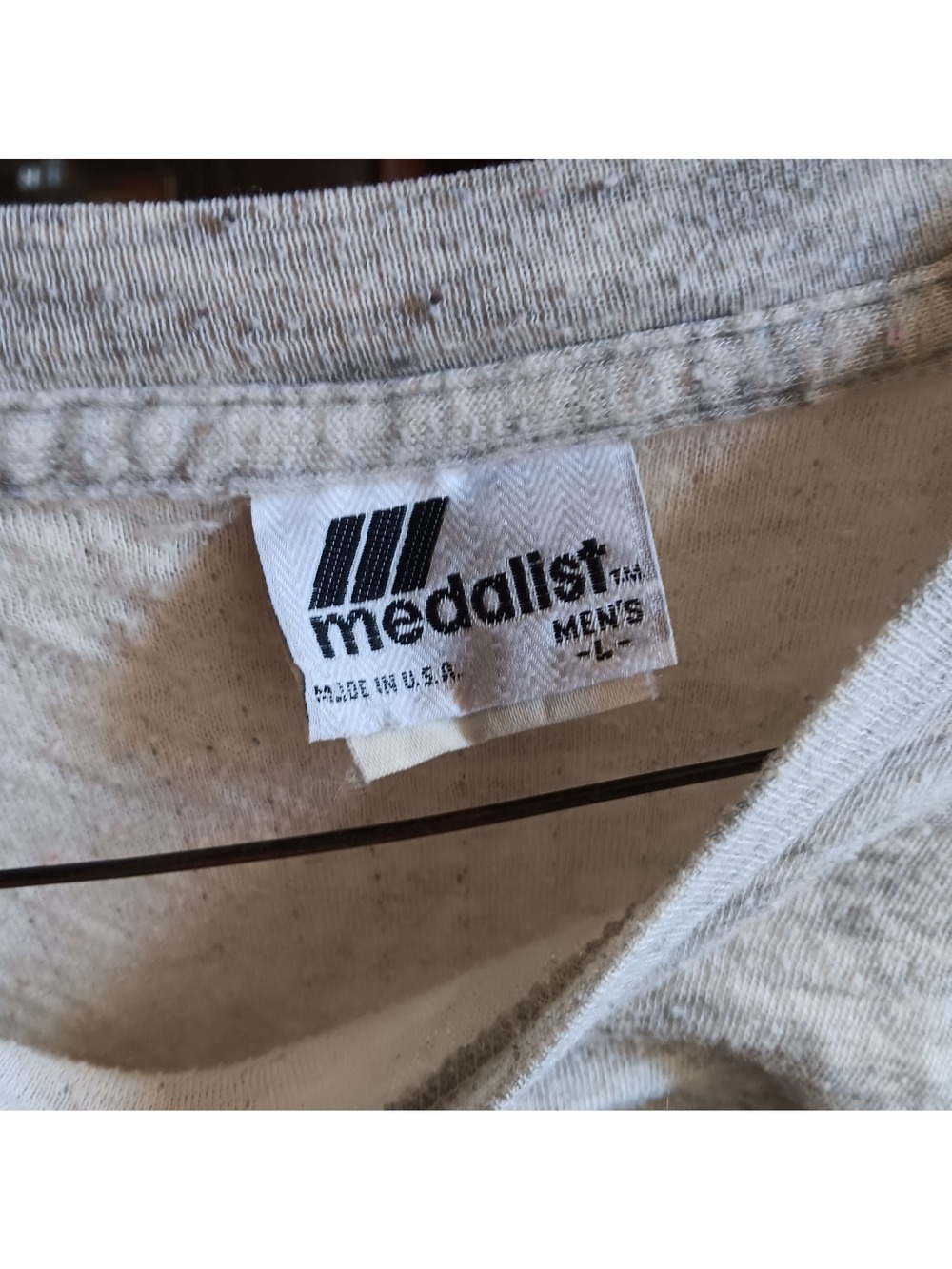 True Vintage Large Thermal Shirt Medalist Gray Long Sleeve Crew Neck USA wool